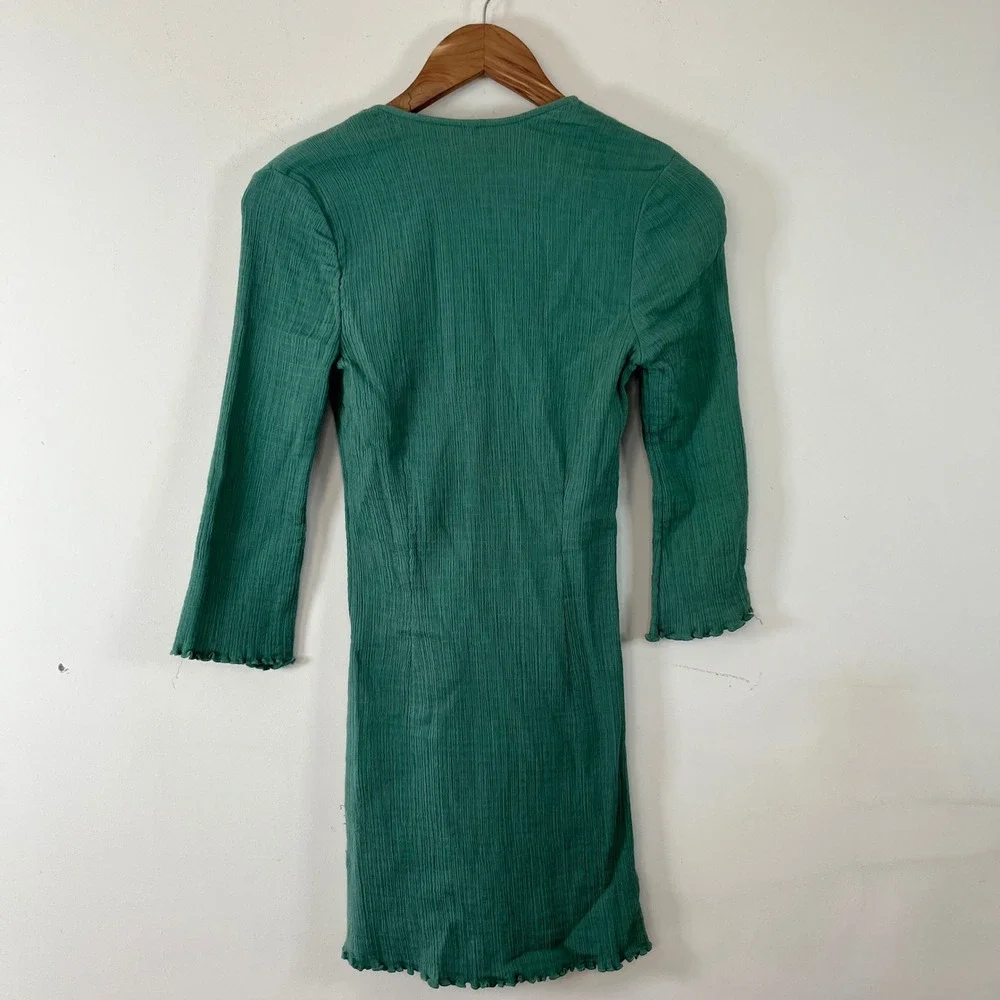 Free People Kianni Mini Dress‎ Tie Front Mermaid Green Womens Small Boho Beachy